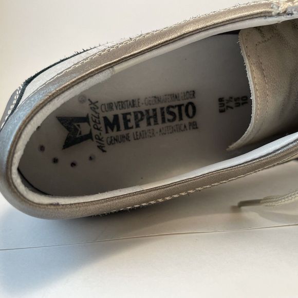 Mephisto Bretta Lace Up Sneakers Women's US Size 10 Cream Bronze Leather - Picture 13 of 16